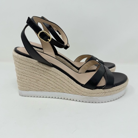 New Stuart Weitzman Catlina Espadrille Wedge Sandal Black Sz 9.5 - Picture 4 of 13